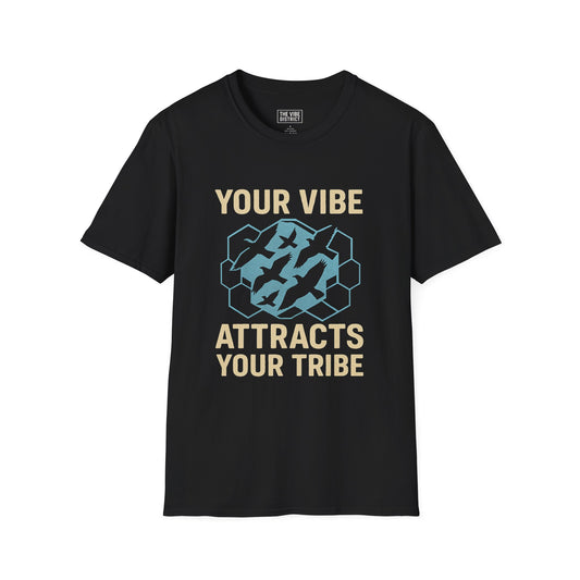 Your Vibe Attracts Your Tribe Unisex Softstyle T-Shirt, Casual Tee, Motivational Shirt, Gifts for Friends, Self-Care Wardrobe