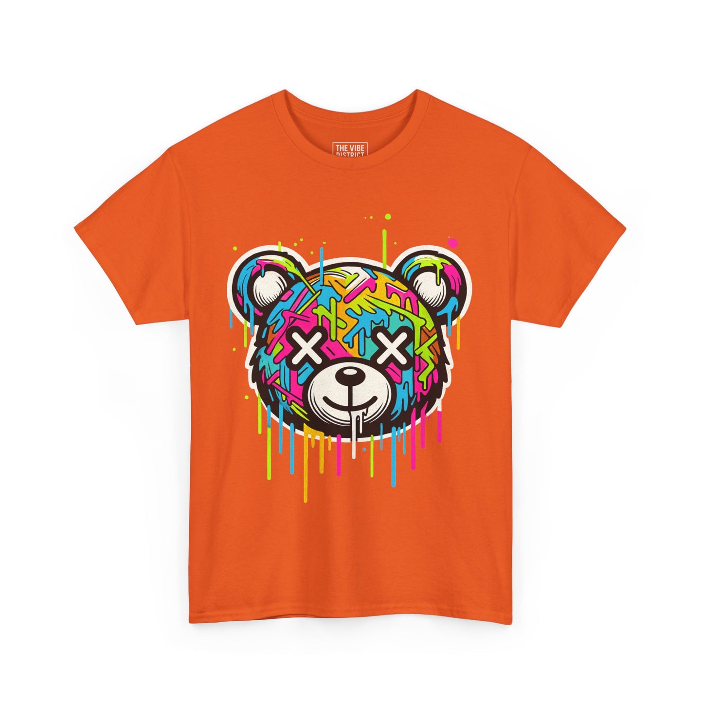 Colorful Graffiti Bear Tee: Stylish Unisex Cotton Shirt, Casual Wear, Gift for Kids & Teens, Streetwear, Fun Graphic Tee