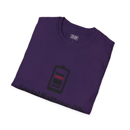Funny Social Battery T-Shirt - Unisex Softstyle Tee for Introverts