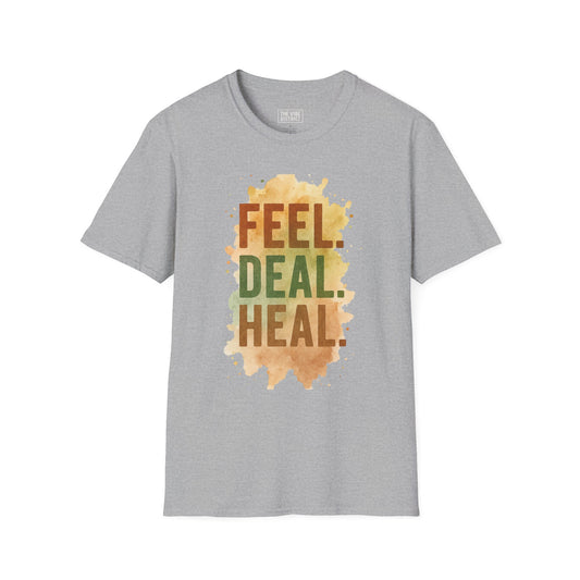 Feel Deal Heal Unisex Softstyle T-Shirt | Inspirational Casual Tee