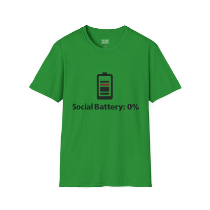 Funny Social Battery T-Shirt - Unisex Softstyle Tee for Introverts