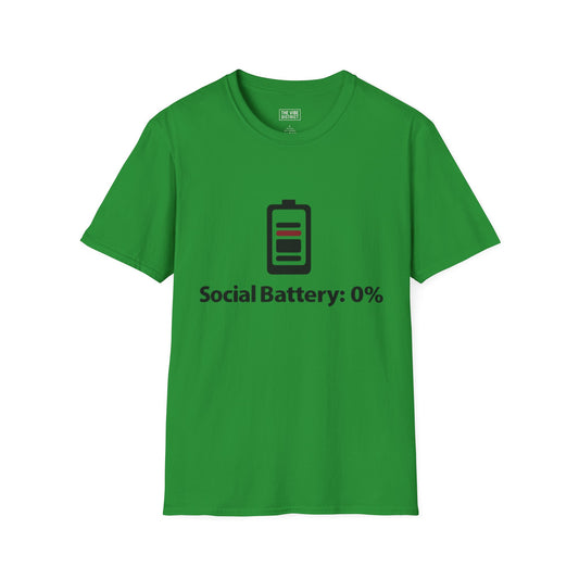 Funny Social Battery T-Shirt - Unisex Softstyle Tee for Introverts