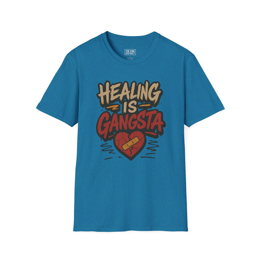 Healing is Gangsta Unisex T-Shirt, Casual Wear, Gift for Friends, Self-Love Shirt, Statement Tee, Heart Design, Unique Apparel