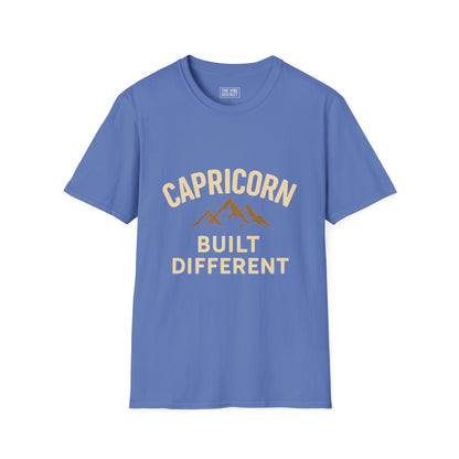 Capricorn Built Different T-Shirt, Unisex Softstyle Tee, Zodiac Sign Apparel, Astrology Gift, Mountain Vibe Shirt, Capricorn Merch