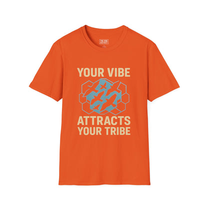 Your Vibe Attracts Your Tribe Unisex Softstyle T-Shirt, Casual Tee, Motivational Shirt, Gifts for Friends, Self-Care Wardrobe