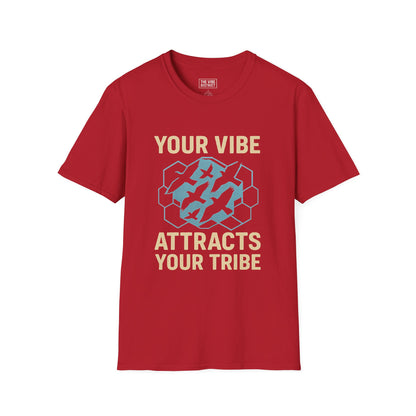 Your Vibe Attracts Your Tribe Unisex Softstyle T-Shirt, Casual Tee, Motivational Shirt, Gifts for Friends, Self-Care Wardrobe