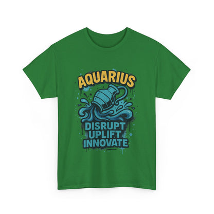 Aquarius Disrupt Uplift Innovate Tee | Zodiac Shirt, Astrology Tee, Birthday Gift, Unisex Cotton Top, Horoscope Apparel