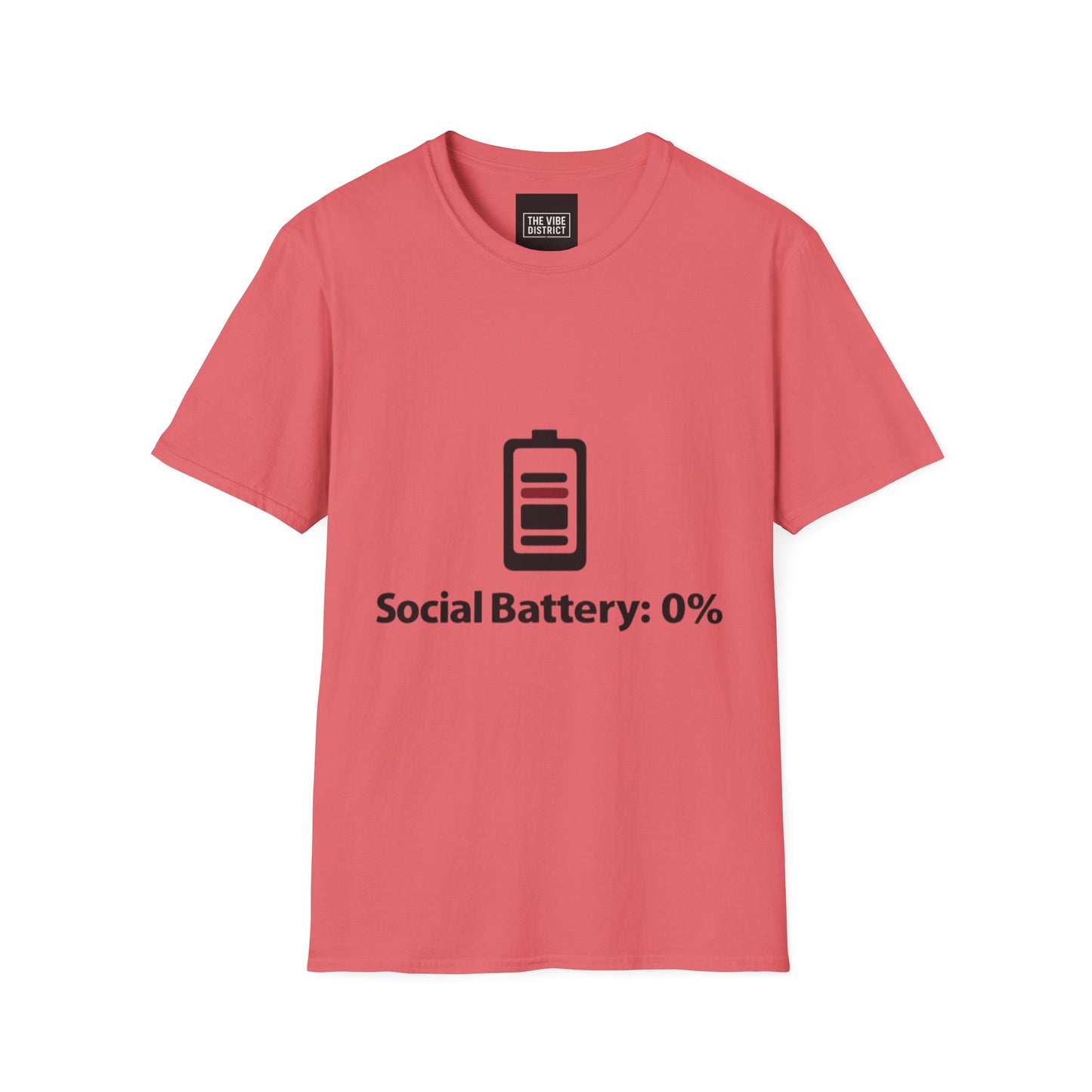 Funny Social Battery T-Shirt - Unisex Softstyle Tee for Introverts
