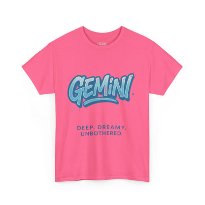 Gemini Unisex Heavy Cotton Tee - Deep, Dreamy, Unbothered - Astrology Gift, Zodiac Tee, Horoscope Shirt, Birthday Gift, Star Sign Apparel