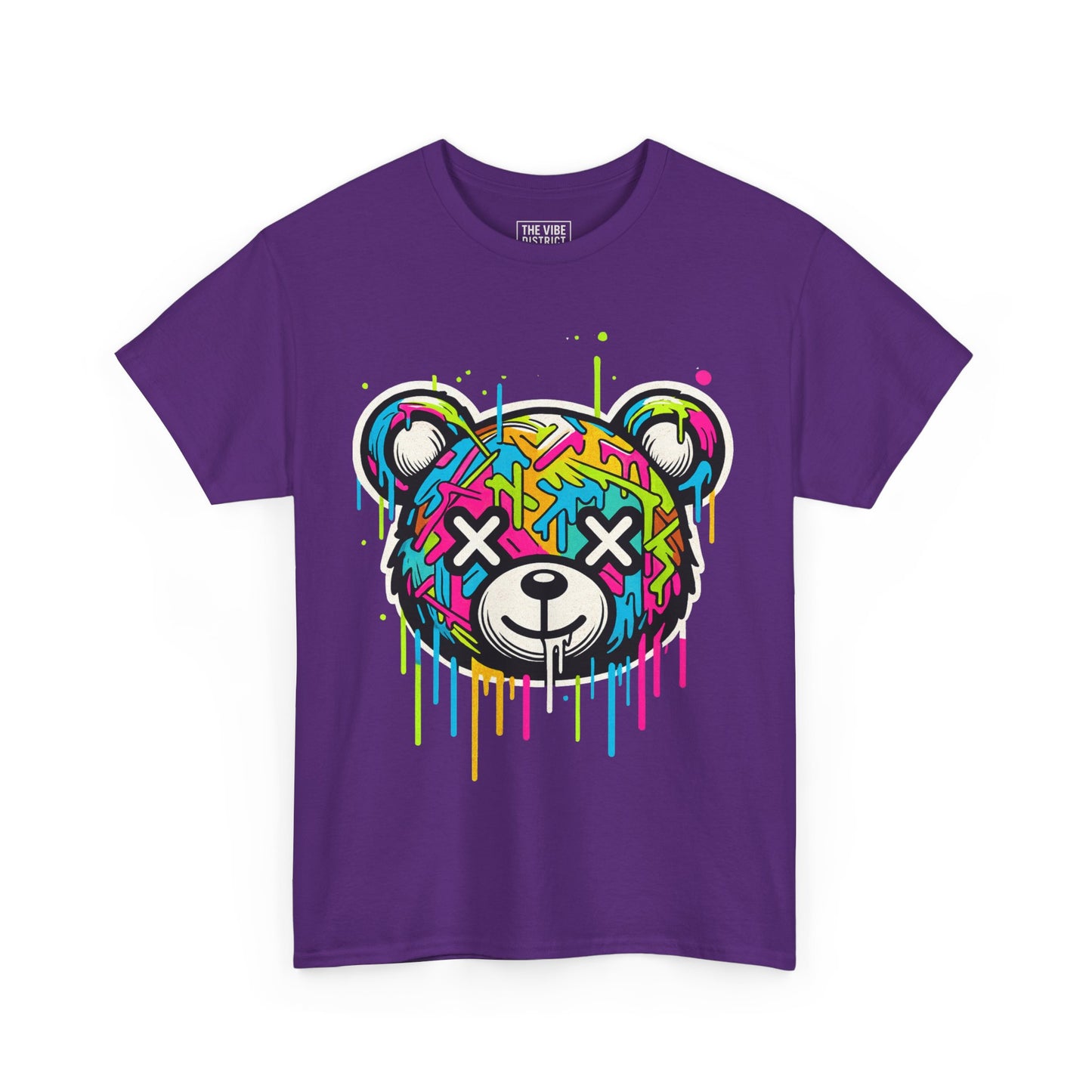 Colorful Graffiti Bear Tee: Stylish Unisex Cotton Shirt, Casual Wear, Gift for Kids & Teens, Streetwear, Fun Graphic Tee