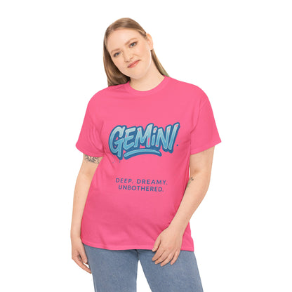 Gemini Unisex Heavy Cotton Tee - Deep, Dreamy, Unbothered - Astrology Gift, Zodiac Tee, Horoscope Shirt, Birthday Gift, Star Sign Apparel
