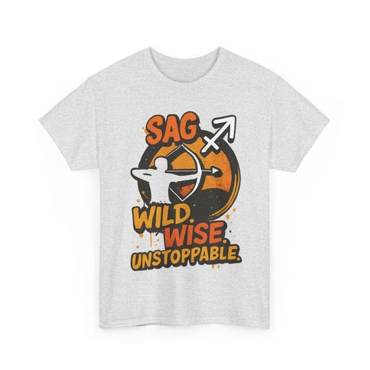 Sag Wild Wise Unstoppable Tee | Motivational Unisex Cotton Shirt, Fitness Gear, Casual Wear, Unique Gift for Adventurers