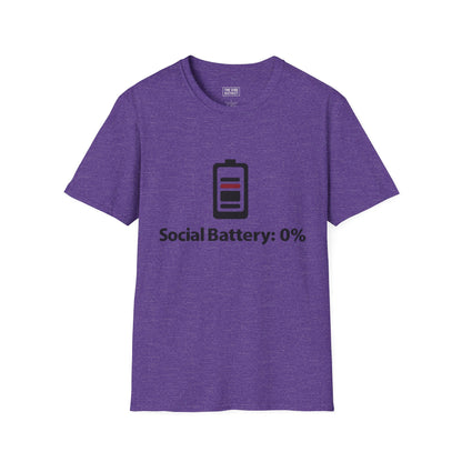 Funny Social Battery T-Shirt - Unisex Softstyle Tee for Introverts