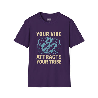 Your Vibe Attracts Your Tribe Unisex Softstyle T-Shirt, Casual Tee, Motivational Shirt, Gifts for Friends, Self-Care Wardrobe