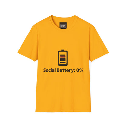 Funny Social Battery T-Shirt - Unisex Softstyle Tee for Introverts