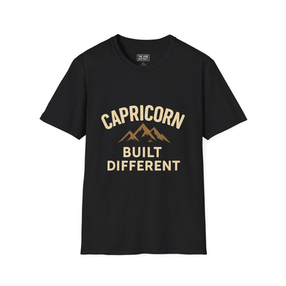 Capricorn Built Different T-Shirt, Unisex Softstyle Tee, Zodiac Sign Apparel, Astrology Gift, Mountain Vibe Shirt, Capricorn Merch