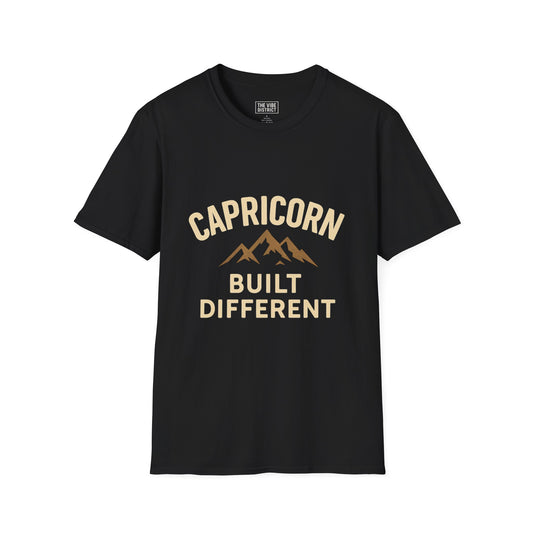 Capricorn Built Different T-Shirt, Unisex Softstyle Tee, Zodiac Sign Apparel, Astrology Gift, Mountain Vibe Shirt, Capricorn Merch