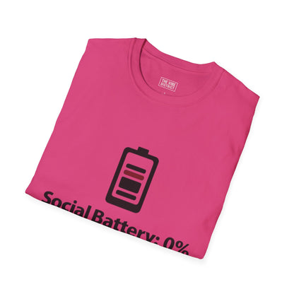 Funny Social Battery T-Shirt - Unisex Softstyle Tee for Introverts