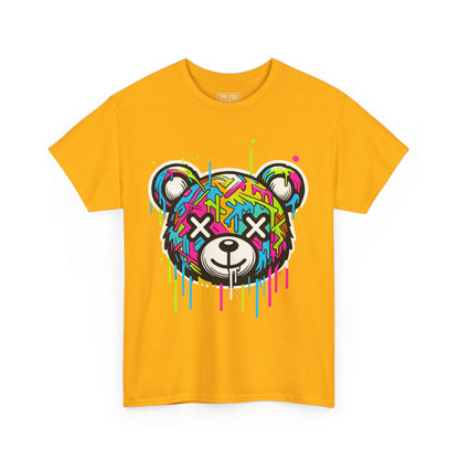 Colorful Graffiti Bear Tee: Stylish Unisex Cotton Shirt, Casual Wear, Gift for Kids & Teens, Streetwear, Fun Graphic Tee
