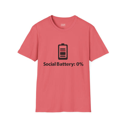 Funny Social Battery T-Shirt - Unisex Softstyle Tee for Introverts