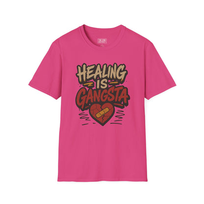 Healing is Gangsta Unisex T-Shirt, Casual Wear, Gift for Friends, Self-Love Shirt, Statement Tee, Heart Design, Unique Apparel