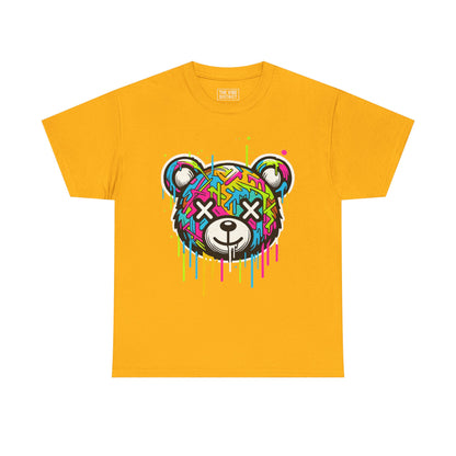 Colorful Graffiti Bear Tee: Stylish Unisex Cotton Shirt, Casual Wear, Gift for Kids & Teens, Streetwear, Fun Graphic Tee