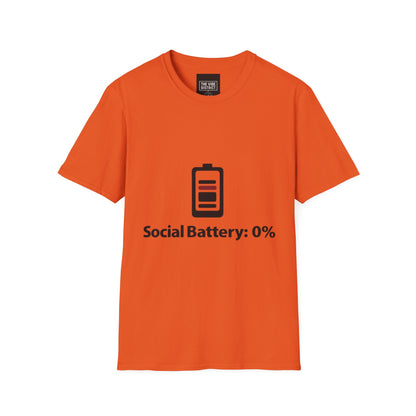 Funny Social Battery T-Shirt - Unisex Softstyle Tee for Introverts