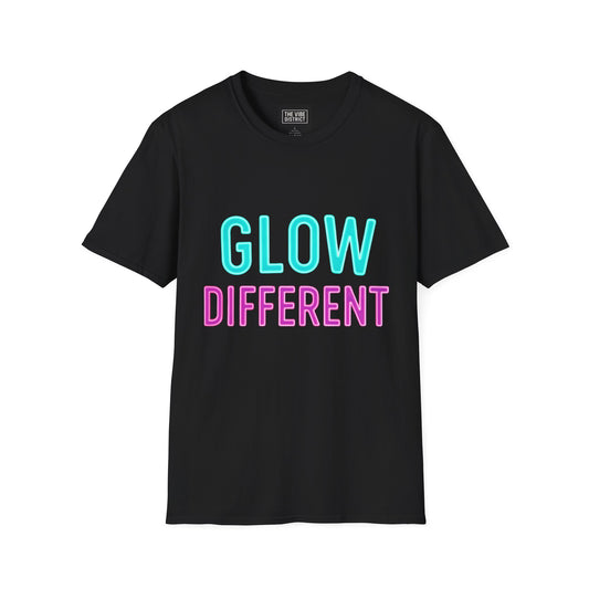 Glow Different Unisex Softstyle T-Shirt | Cute Graphic Tee, Gift for Friends, Inspirational Style, Trendy Fashion Statement
