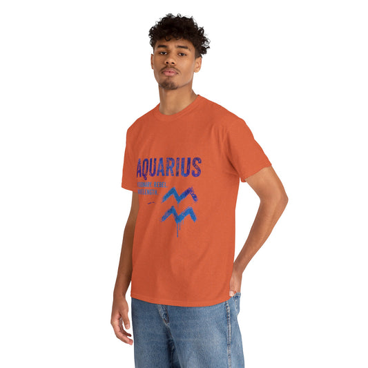 Aquarius Unisex Heavy Cotton Tee | Visionary Rebel T-Shirt | Zodiac Apparel | Astrology Gift | Birthday Tee | Horoscope Fashion