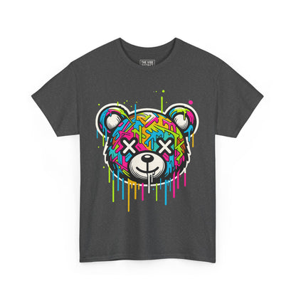 Colorful Graffiti Bear Tee: Stylish Unisex Cotton Shirt, Casual Wear, Gift for Kids & Teens, Streetwear, Fun Graphic Tee